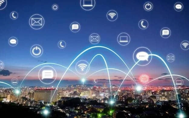 A composite image representing internet connectivity