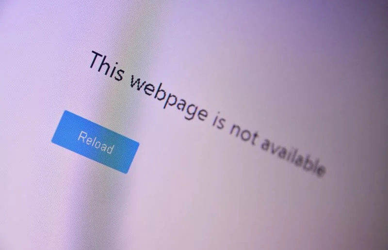 Image of an inaccessible webpage