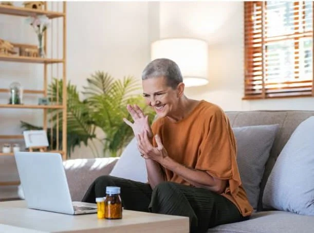 Patient seeing a healthcare provider via telehealth