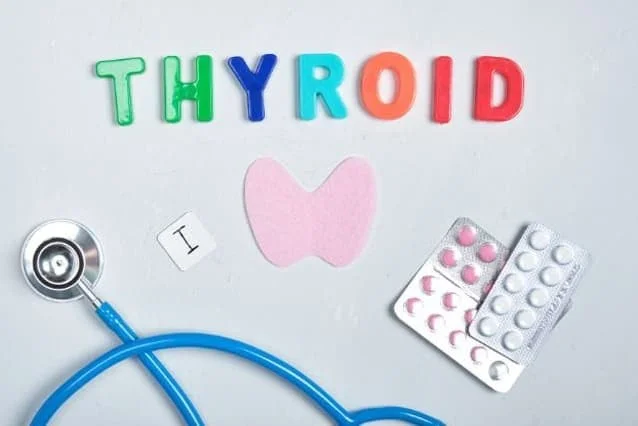 Graphic symbolizing thyroid support through telehealth