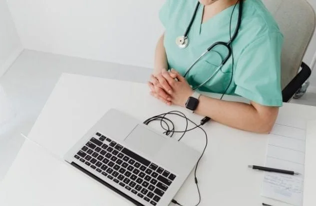 a healthcare provider doing a telehealth consult