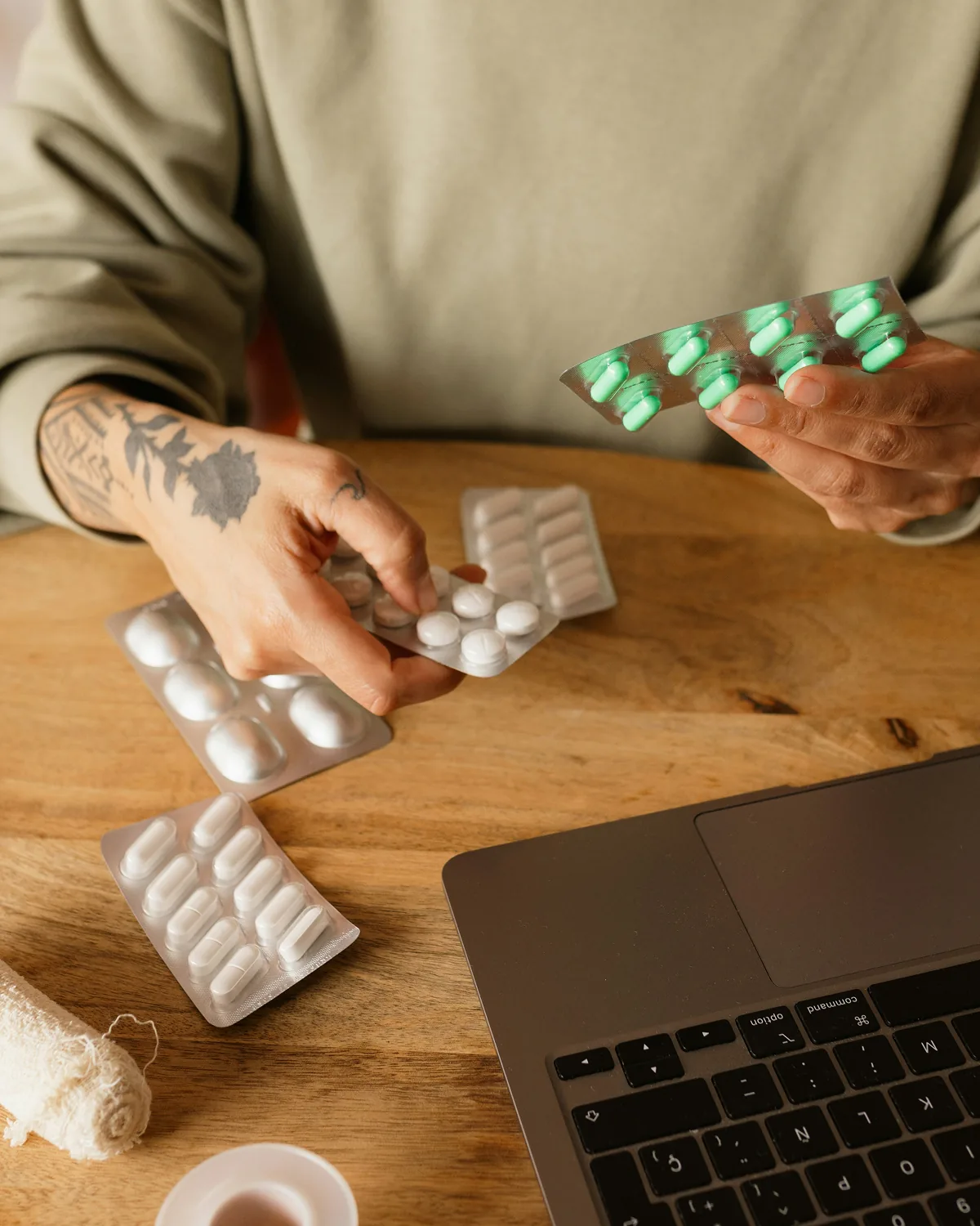 Patient organizing medication details for provider review