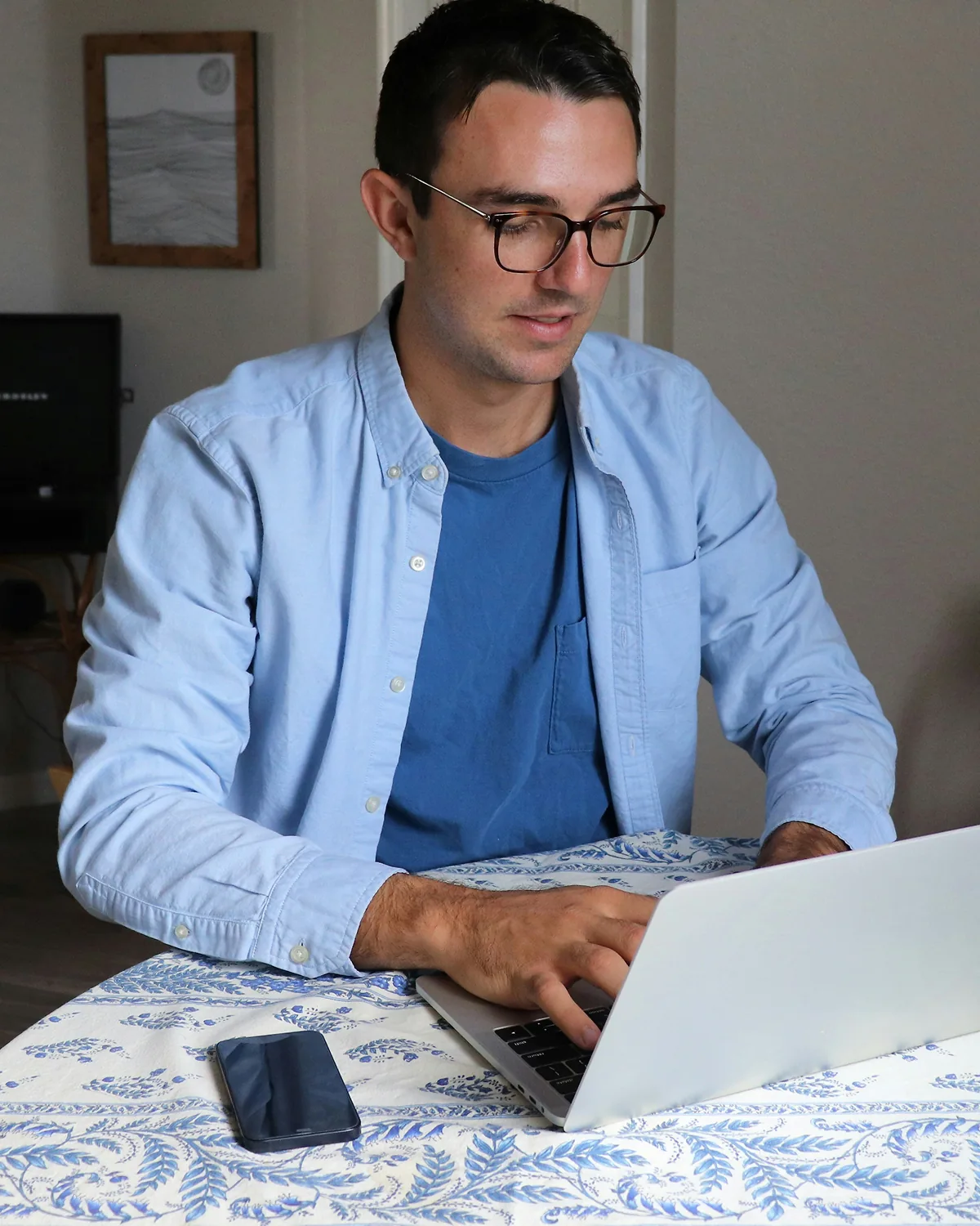 Patient reviewing private sexual health questions from home