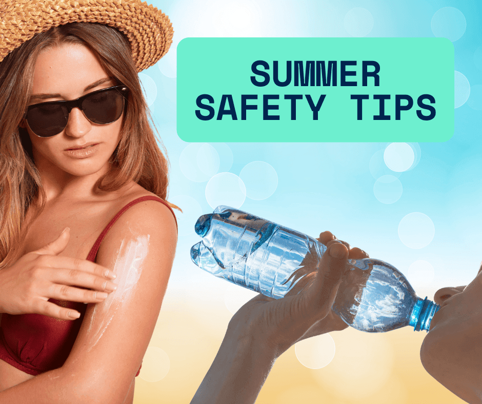 Image composite of telehealth summer safety tips
