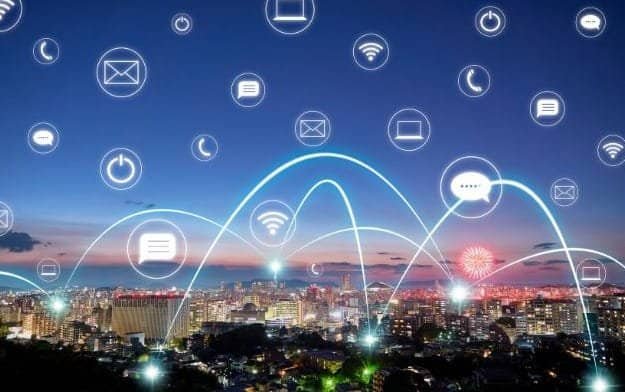 A composite image representing internet connectivity