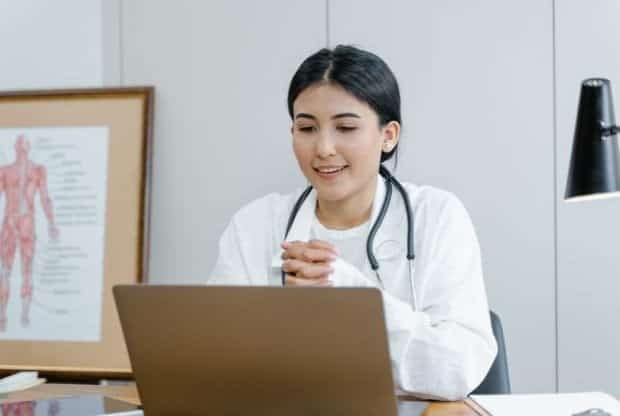 Healthcare professional doing a telehealth consult