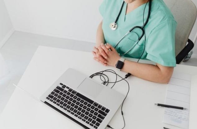 a healthcare provider doing a telehealth consult