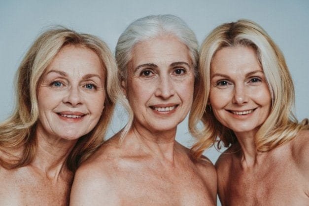 three middle-aged women for the blog post on managing disordered eating patterns during the menopause transition